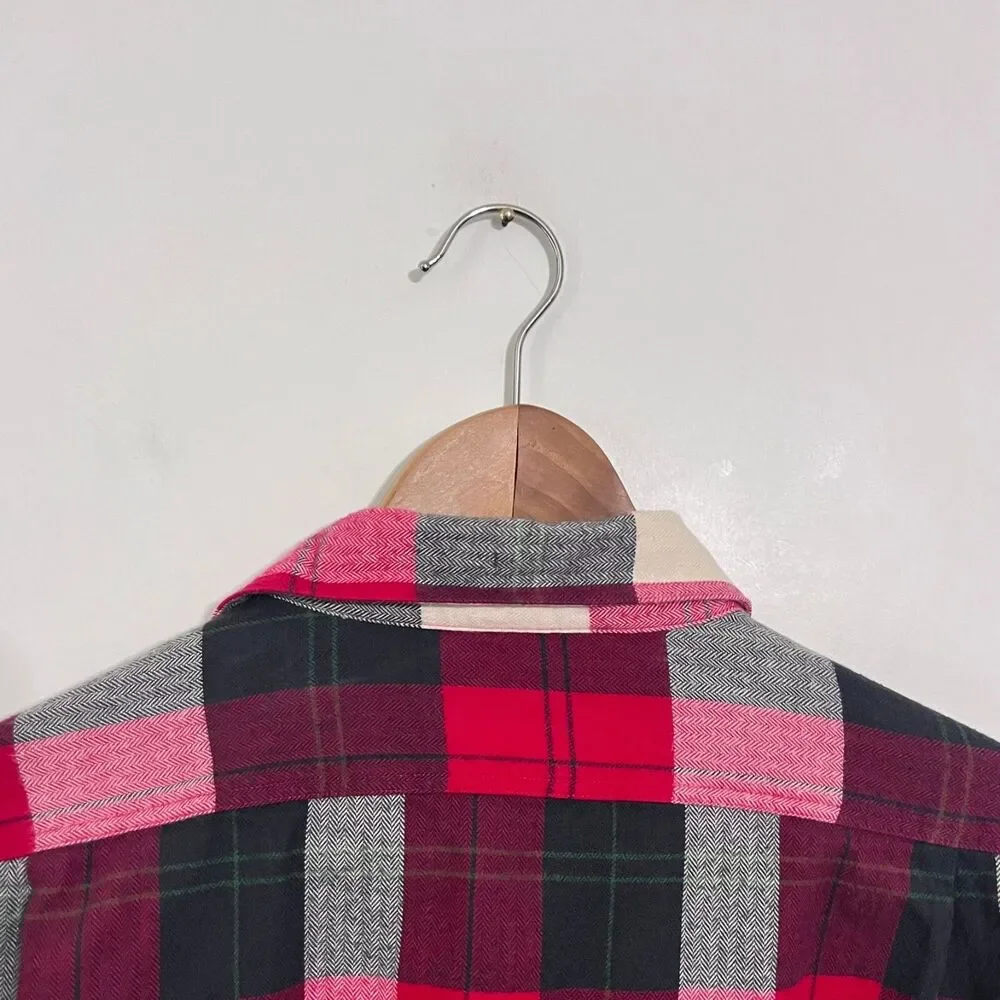 Vintage J Crew Mens Flannel-Slim Fit Shirt Size L Multicolor Plaid Long Sleeve